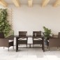 vidaXL Mesa de jardín superficie de vidrio ratán PE marrón 190x80x74cm vidaXL Mesa de jardín superficie de vidrio ratán PE marrón 190x80x74cm