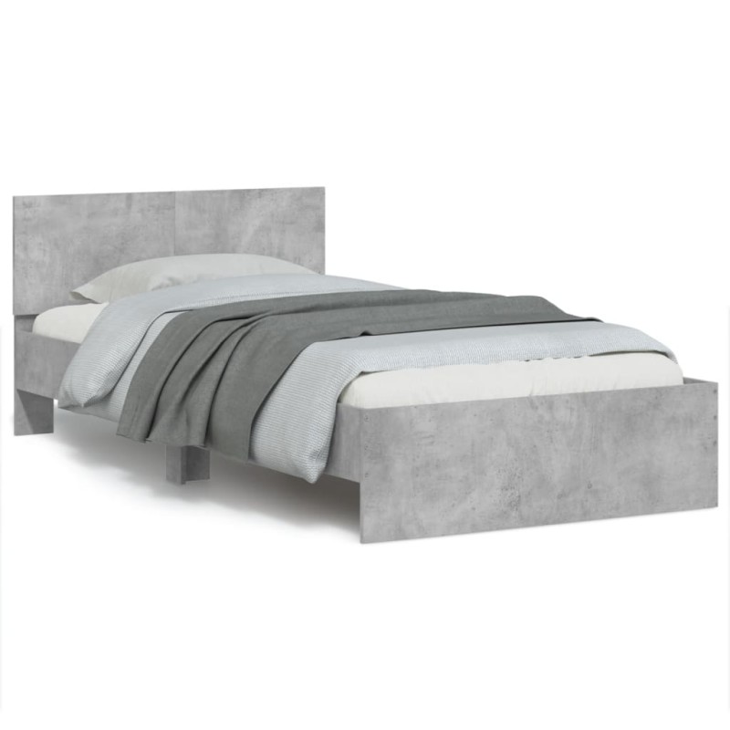 vidaXL Estructura de cama cabecero luces LED gris hormigón 100x200 cm vidaXL Estructura de cama cabecero luces LED gris hormigón 100x200 cm