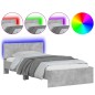 vidaXL Estructura de cama cabecero luces LED gris hormigón 100x200 cm vidaXL Estructura de cama cabecero luces LED gris hormigón 100x200 cm