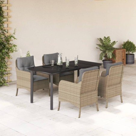 vidaXL Set comedor de jardín 5 pzas con cojines ratán sintético beige