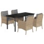 vidaXL Set comedor de jardín 5 pzas con cojines ratán sintético beige