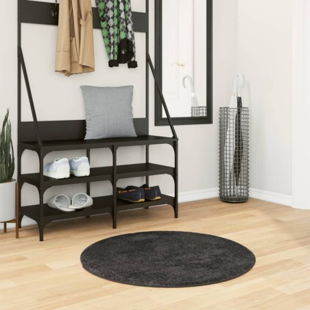 vidaXL Alfombra de pelo largo moderna gris antracita Ø 80 cm