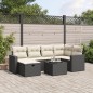 vidaXL Set de comedor de jardín 7 pzas y cojines ratán sintético negro