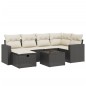 vidaXL Set de comedor de jardín 7 pzas y cojines ratán sintético negro