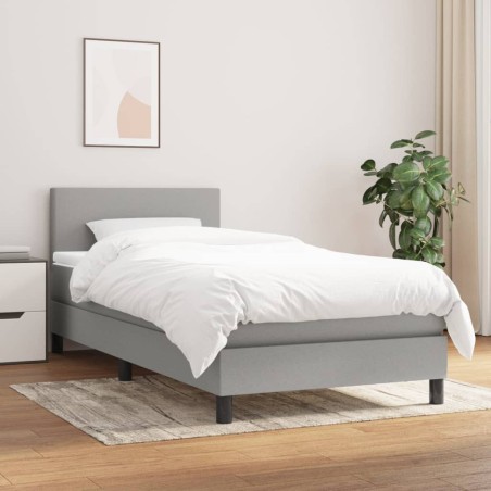 vidaXL Cama box spring con colchón tela gris claro 90x190 cm