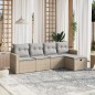vidaXL Juego de sofás jardín con cojines beige mezcla 5 pzas ratán PE vidaXL Juego de sofás jardín con cojines beige mezcla 5 pzas ratán PE