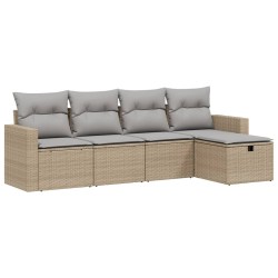 vidaXL Juego de sofás jardín con cojines beige mezcla 5 pzas ratán PE