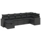vidaXL Set de comedor de jardín 7 pzas y cojines ratán sintético negro