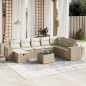 vidaXL Set de sofás de jardín 9 pzas con cojines ratán sintético beige vidaXL Set de sofás de jardín 9 pzas con cojines ratán sintético beige