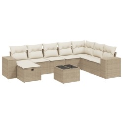 vidaXL Set de sofás de jardín 9 pzas con cojines ratán sintético beige