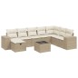 vidaXL Set de sofás de jardín 9 pzas con cojines ratán sintético beige vidaXL Set de sofás de jardín 9 pzas con cojines ratán sintético beige