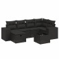 vidaXL Set de comedor de jardín 7 pzas y cojines ratán sintético negro vidaXL Set de comedor de jardín 7 pzas y cojines ratán sintético negro