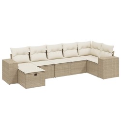 vidaXL Set sofás de jardín 7 piezas y cojines ratán sintético beige
