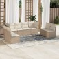 vidaXL Juego de sofás de jardín con cojines beige 8 pzas ratán PE vidaXL Juego de sofás de jardín con cojines beige 8 pzas ratán PE