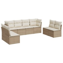 vidaXL Juego de sofás de jardín con cojines beige 8 pzas ratán PE