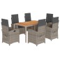 vidaXL Set comedor jardín 7 pzas y cojines ratán sintético gris vidaXL Set comedor jardín 7 pzas y cojines ratán sintético gris