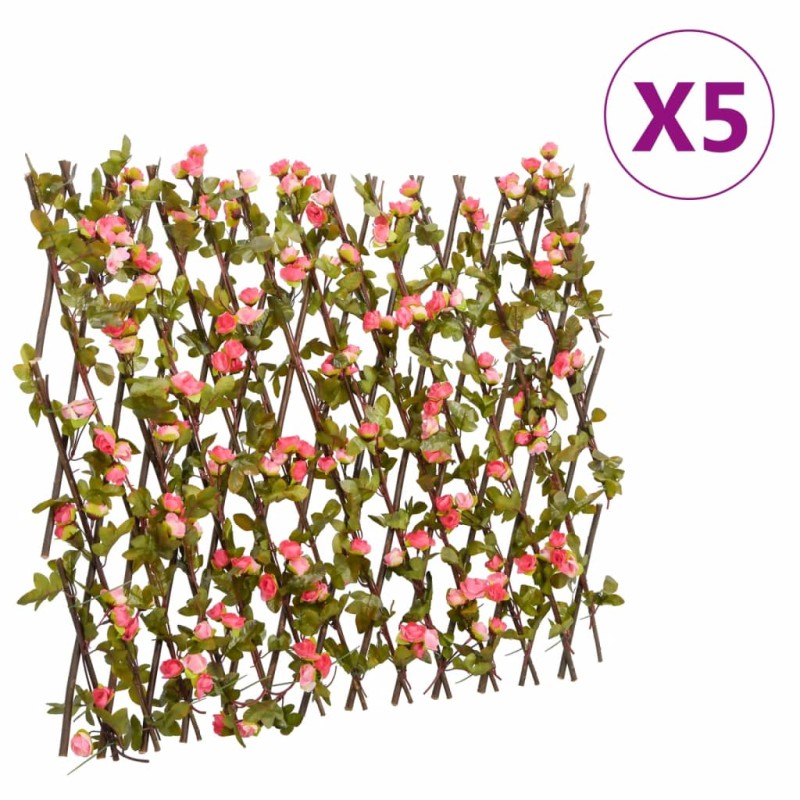 vidaXL Enrejado expansible hiedra artificial rosa 5 uds 180x60 cm vidaXL Enrejado expansible hiedra artificial rosa 5 uds 180x60 cm