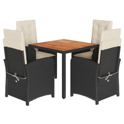 vidaXL Set de muebles jardín 5 pzas con cojines ratán sintético negro