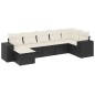 vidaXL Set de comedor de jardín 7 pzas y cojines ratán sintético negro vidaXL Set de comedor de jardín 7 pzas y cojines ratán sintético negro