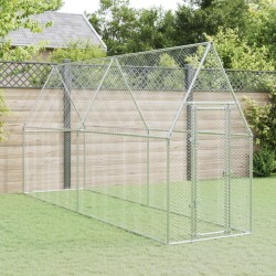 vidaXL Jaula para gallinas acero galvanizado plateado 400x100x190 cm