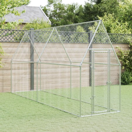 vidaXL Jaula para gallinas acero galvanizado plateado 400x100x190 cm