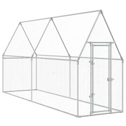 vidaXL Jaula para gallinas acero galvanizado plateado 400x100x190 cm