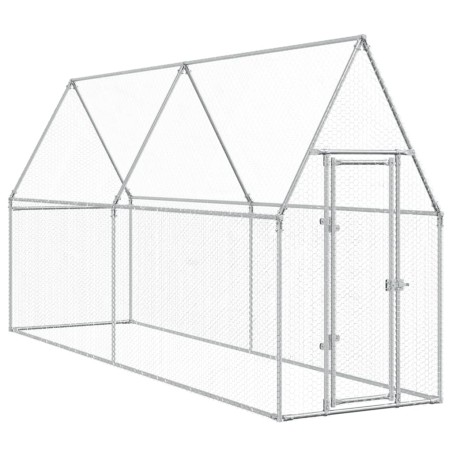 vidaXL Jaula para gallinas acero galvanizado plateado 400x100x190 cm