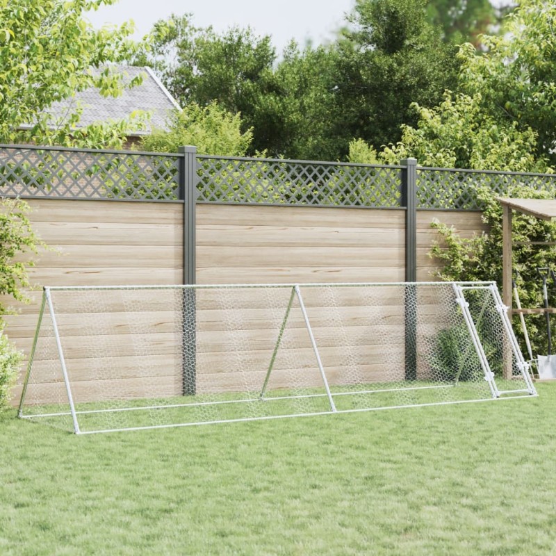 vidaXL Jaula para gallinas acero galvanizado plateado 400x105x91 cm vidaXL Jaula para gallinas acero galvanizado plateado 400x105x91 cm