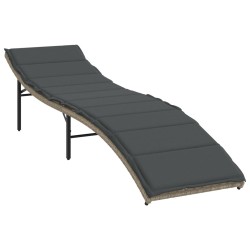 vidaXL Tumbona con cojín ratán sintético gris claro 55x199x50 cm