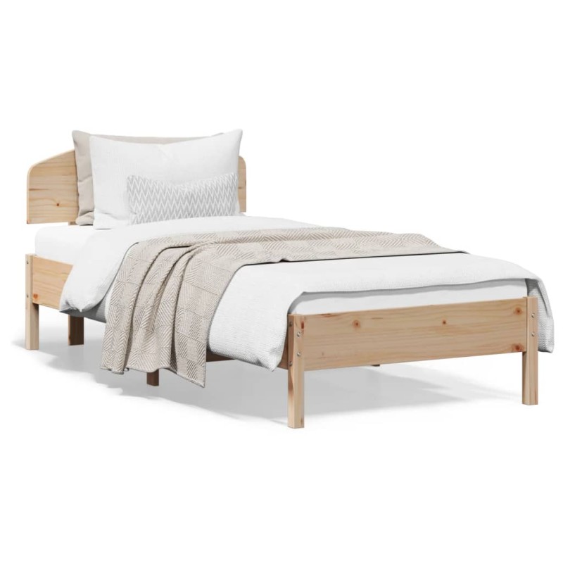 vidaXL Estructura de cama con cabecero madera maciza de pino 90x200 cm