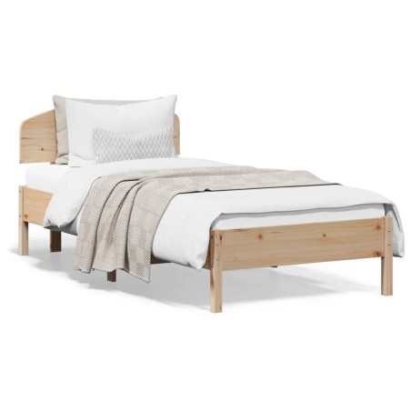 vidaXL Estructura de cama con cabecero madera maciza de pino 90x200 cm