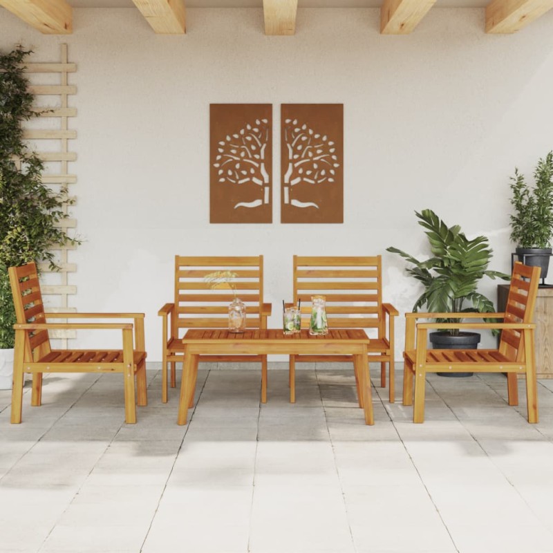 vidaXL Juego de muebles de jardín 5 pzas madera maciza de acacia vidaXL Juego de muebles de jardín 5 pzas madera maciza de acacia