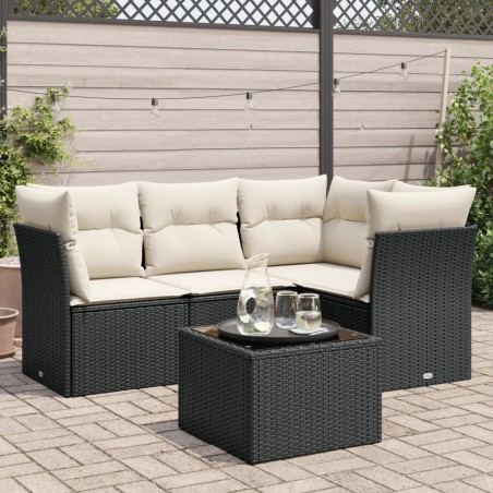 vidaXL Set de muebles de jardín 5 pzas y cojines ratán sintético negro