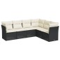 vidaXL Set de sofás de jardín 6 piezas y cojines ratán sintético negro vidaXL Set de sofás de jardín 6 piezas y cojines ratán sintético negro