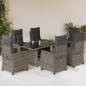 vidaXL Set comedor jardín 7 pzas y cojines ratán sintético gris vidaXL Set comedor jardín 7 pzas y cojines ratán sintético gris