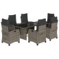 vidaXL Set comedor jardín 7 pzas y cojines ratán sintético gris vidaXL Set comedor jardín 7 pzas y cojines ratán sintético gris