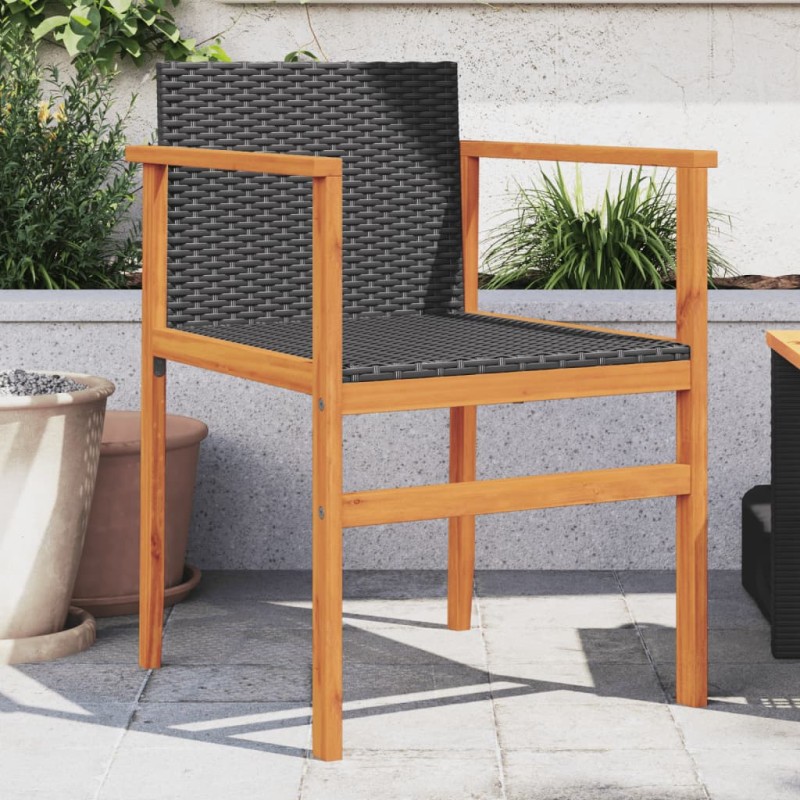 vidaXL Sillas de jardín 2 uds madera maciza y ratán sintético negro vidaXL Sillas de jardín 2 uds madera maciza y ratán sintético negro