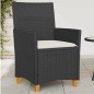 vidaXL Sillas de jardín con cojín 2 uds ratán PE negro y madera acacia vidaXL Sillas de jardín con cojín 2 uds ratán PE negro y madera acacia
