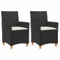vidaXL Sillas de jardín con cojín 2 uds ratán PE negro y madera acacia vidaXL Sillas de jardín con cojín 2 uds ratán PE negro y madera acacia