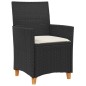vidaXL Sillas de jardín con cojín 2 uds ratán PE negro y madera acacia vidaXL Sillas de jardín con cojín 2 uds ratán PE negro y madera acacia
