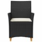 vidaXL Sillas de jardín con cojín 2 uds ratán PE negro y madera acacia vidaXL Sillas de jardín con cojín 2 uds ratán PE negro y madera acacia