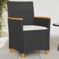 vidaXL Sillas de jardín con cojín 2 uds ratán PE negro y madera acacia vidaXL Sillas de jardín con cojín 2 uds ratán PE negro y madera acacia