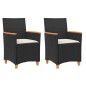 vidaXL Sillas de jardín con cojín 2 uds ratán PE negro y madera acacia vidaXL Sillas de jardín con cojín 2 uds ratán PE negro y madera acacia