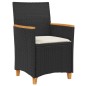 vidaXL Sillas de jardín con cojín 2 uds ratán PE negro y madera acacia vidaXL Sillas de jardín con cojín 2 uds ratán PE negro y madera acacia