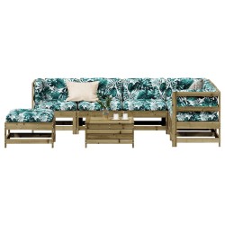 vidaXL Juego de muebles jardín 8 pzas y cojines madera pino impregnada