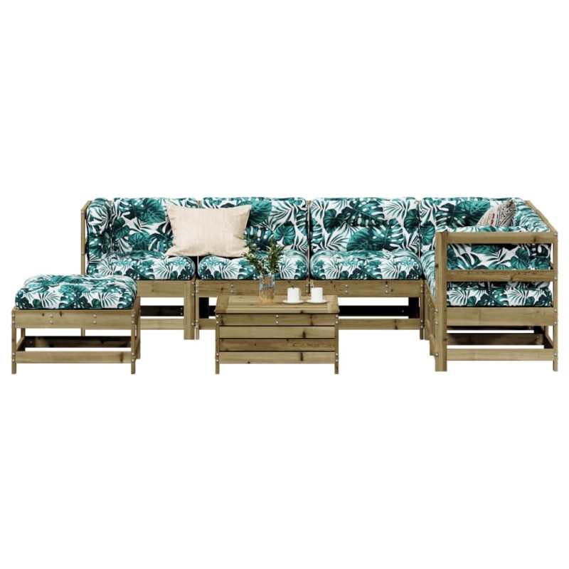 vidaXL Juego de muebles jardín 8 pzas y cojines madera pino impregnada vidaXL Juego de muebles jardín 8 pzas y cojines madera pino impregnada