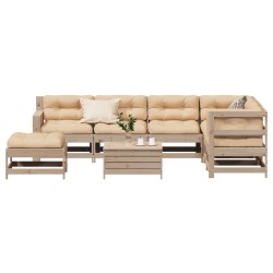 vidaXL Muebles de jardín 8 pzas y cojines madera maciza pino