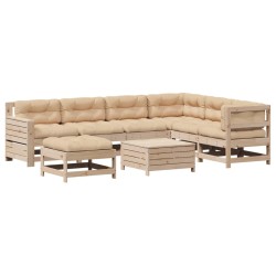 vidaXL Muebles de jardín 8 pzas y cojines madera maciza pino