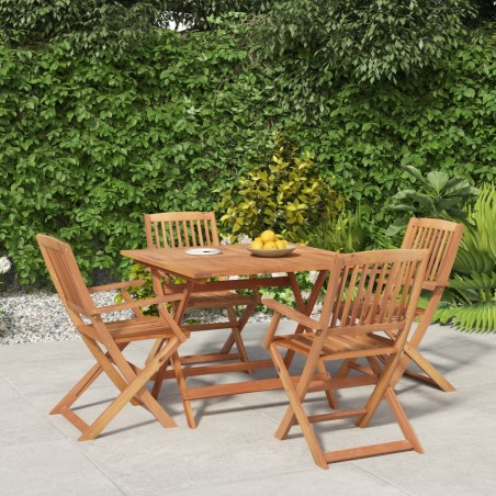 vidaXL Juego de comedor de jardín 5 piezas madera maciza de acacia