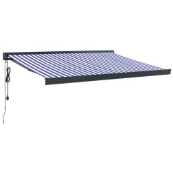 vidaXL Toldo retráctil aluminio y tela azul y blanco 3,5x2,5 m
